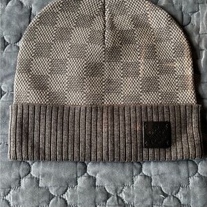 Louis Vuitton Gray Ribbed Beanie with Logo